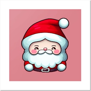 Kawaii Chibi Santa Claus || Adorable Anime Christmas Santa Posters and Art